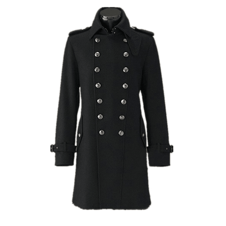 World War II Coat Woolen Coat Casual Windbreaker Korean Style Slim Long Warm Woolen Coat Metal Caviar - MRSLM