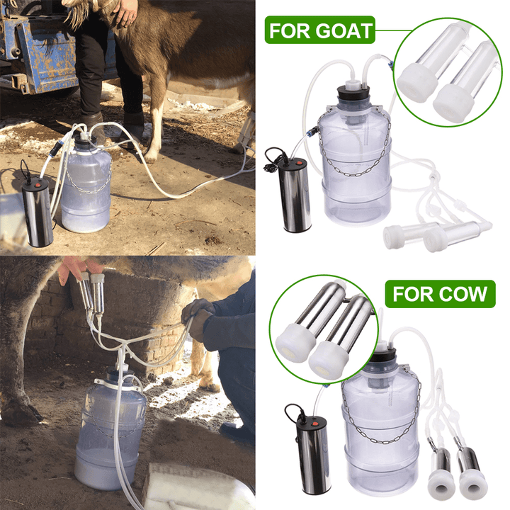 2/3/5L Electric Milking Machine Cow Goat Milker Dual Upgraded Head Thickening Pump Bucket - MRSLM