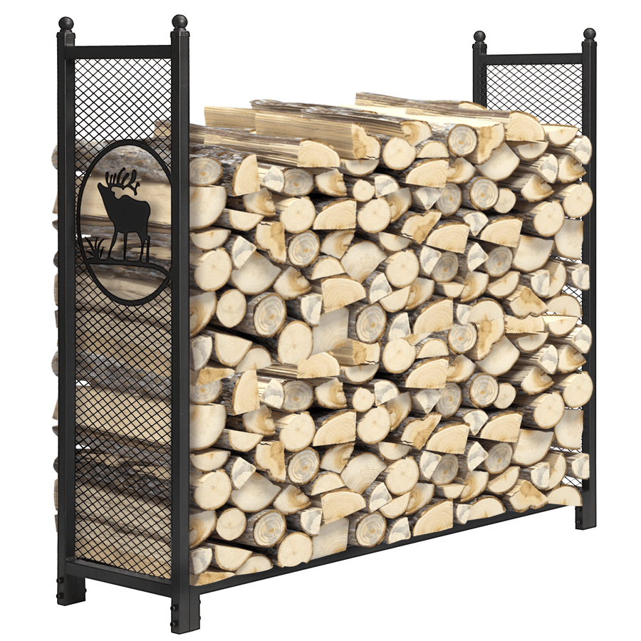 Kingso 4 Inch Duty Steel Firewood Log Wood Storage Rack Fireplace Holder Outdoor Camping Wooden Racks - MRSLM