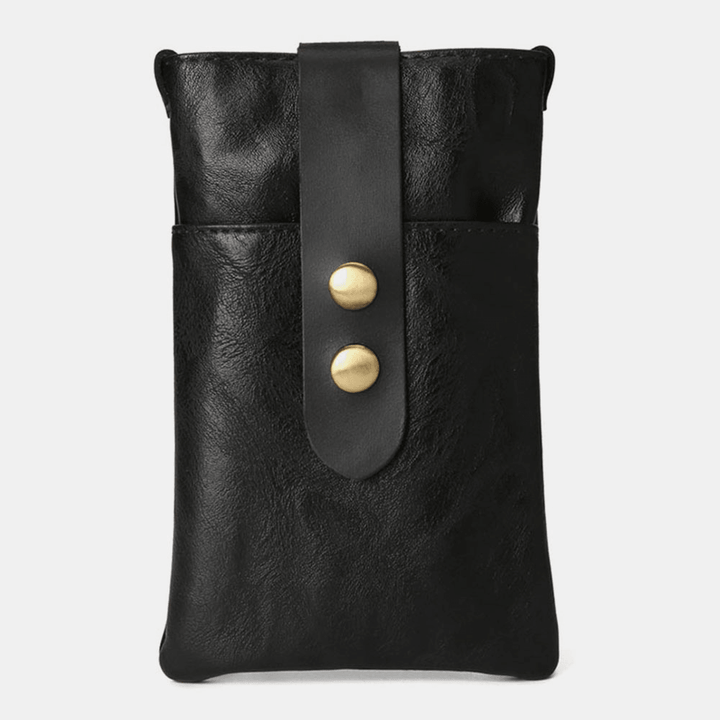 Men PU Waterproof Long Waist Bag Vintage 5.5/6.4 Inch Phone Bag Belt Bag - MRSLM
