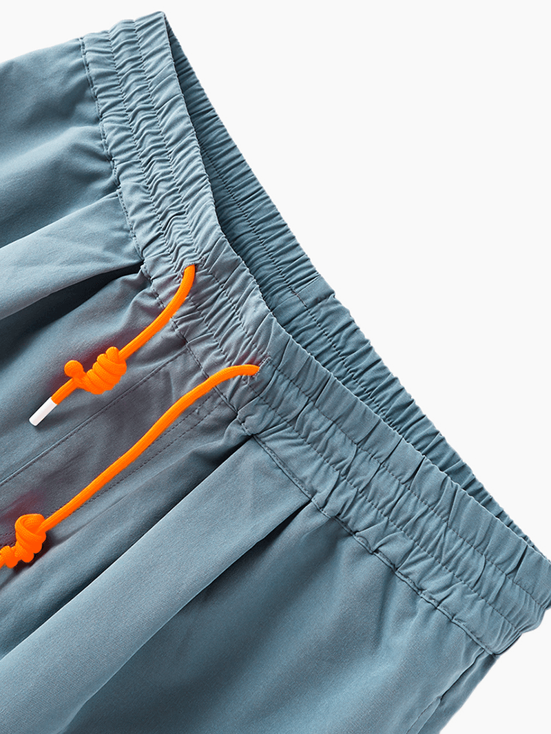 Mens Casual Drawstring Breathable Elastic Waist Fit Comfy Pocket Shorts - MRSLM