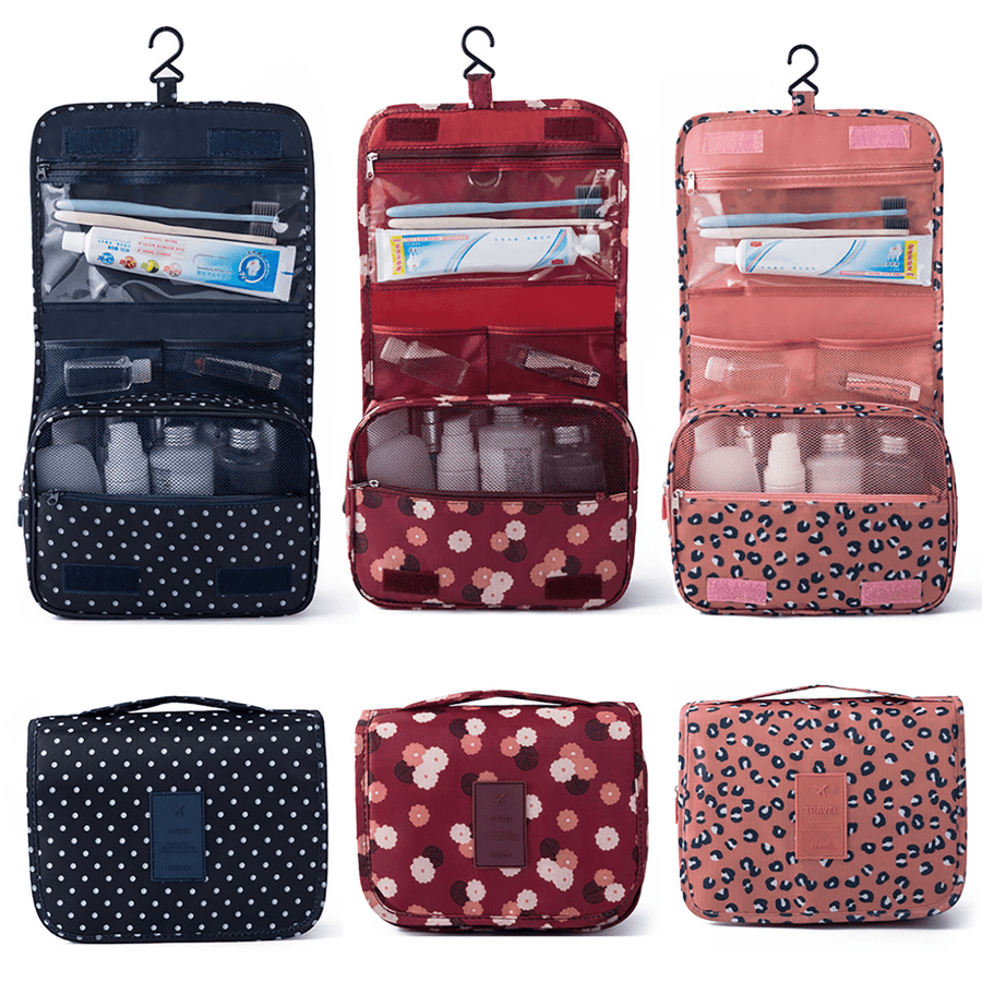 Travel Cosmetic Storage Makeup Bag Folding Hanging Wash Organizer Pouch Toiletry - MRSLM