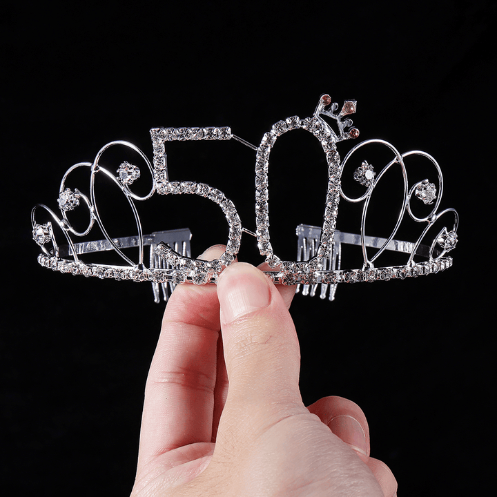 Crystal Birthday Crown Girl Tiara Princess Crown Hair Accessories Happy Birthday Cake Decorations - MRSLM