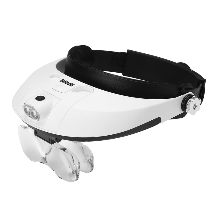 Head-Mounted Magnifying Glass Headband Loupe LED Lamp Light Jeweler Magnifier - MRSLM