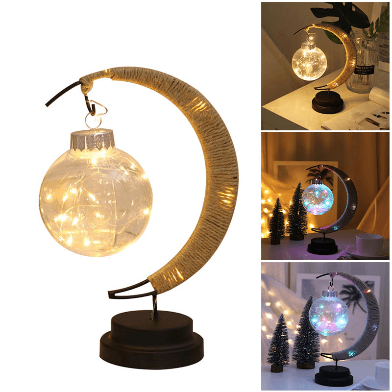LED Moon Wishing Ball Modeling Light Crescent Shape Memorial Lamp for Home Decoration - MRSLM