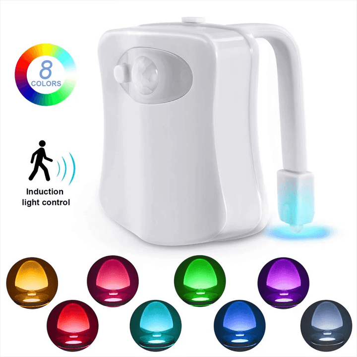 Night Light WC Toilet Light PIR Sensor Toilet Seat Night Lights Intelligent Motion Sensor Bathroom LED 8 Color Automatic Backlit - MRSLM