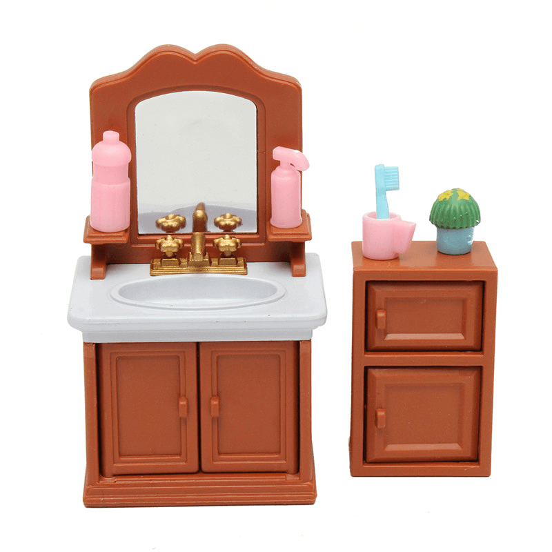 DIY Miniatures Bedroom Bathroom Furniture Sets for Sylvanian Family Dollhouse Accessories Toys Gift - MRSLM