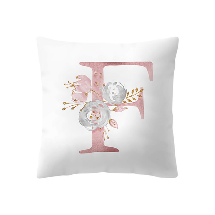 Simple Nordic Style Pink Alphabet ABC Pattern Throw Pillow Cover Home Sofa Creative Art Pillow Case - MRSLM