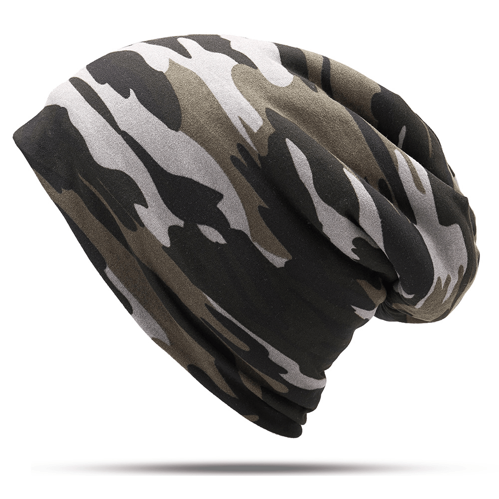 Mens Camouflage Winter plus Velvet Warm Slouchy Beanie Hat Casual plus Size Earmuffs Skull Cap - MRSLM