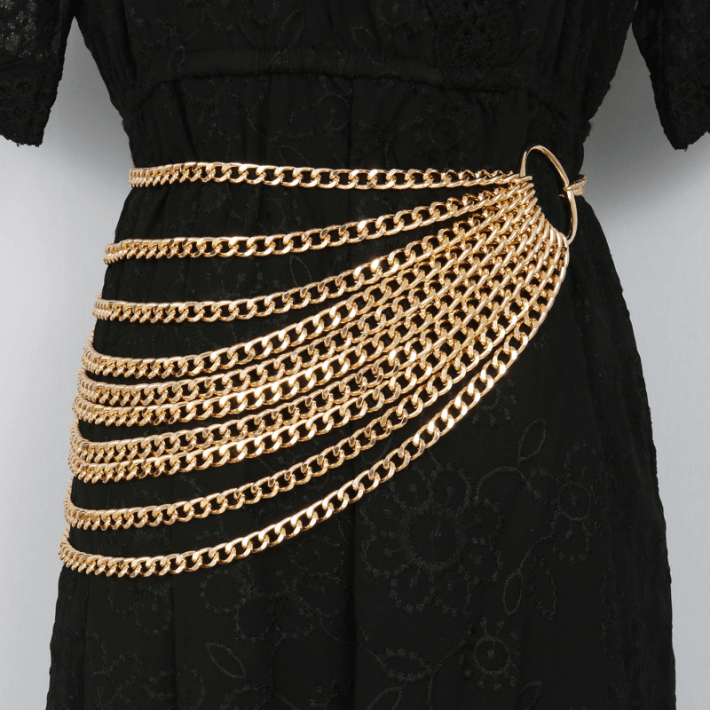 Multi-Level Chain Ladies Decorative Chain Metal Gold Waist Chain Belt - MRSLM