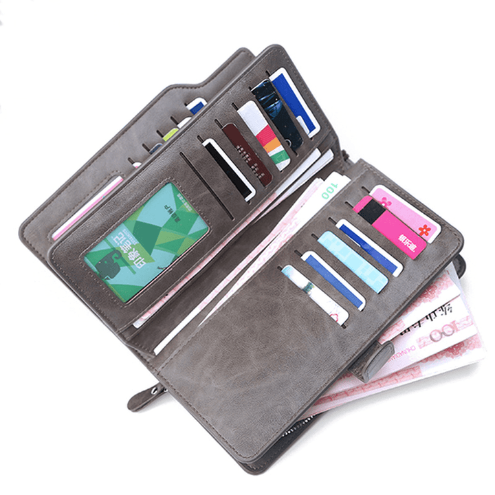 Men Zipper Tri-Fold Large-Capacity Business Wallet Card Holder Clutch Bag - MRSLM