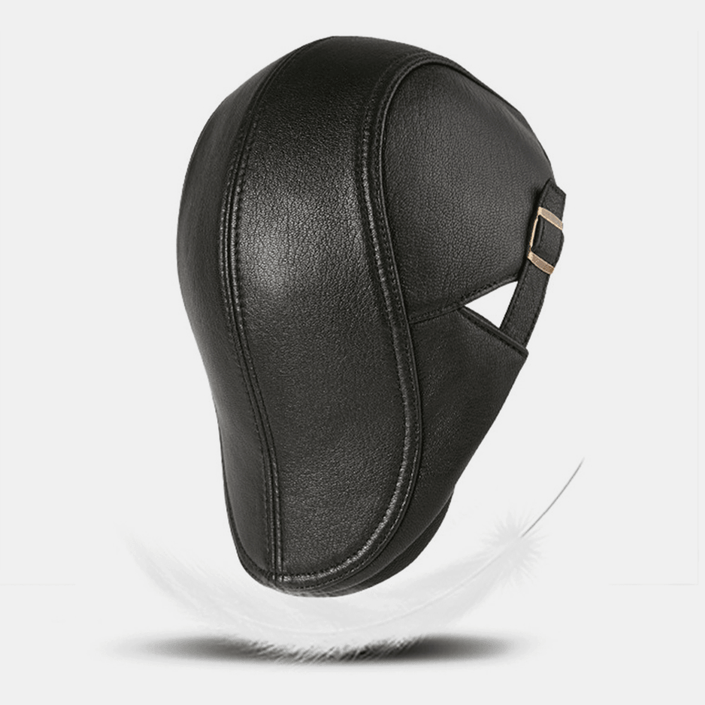 Men Genuine Leather Retro Casual Solid Keep Warm Winter Forward Hat Beret Hat - MRSLM