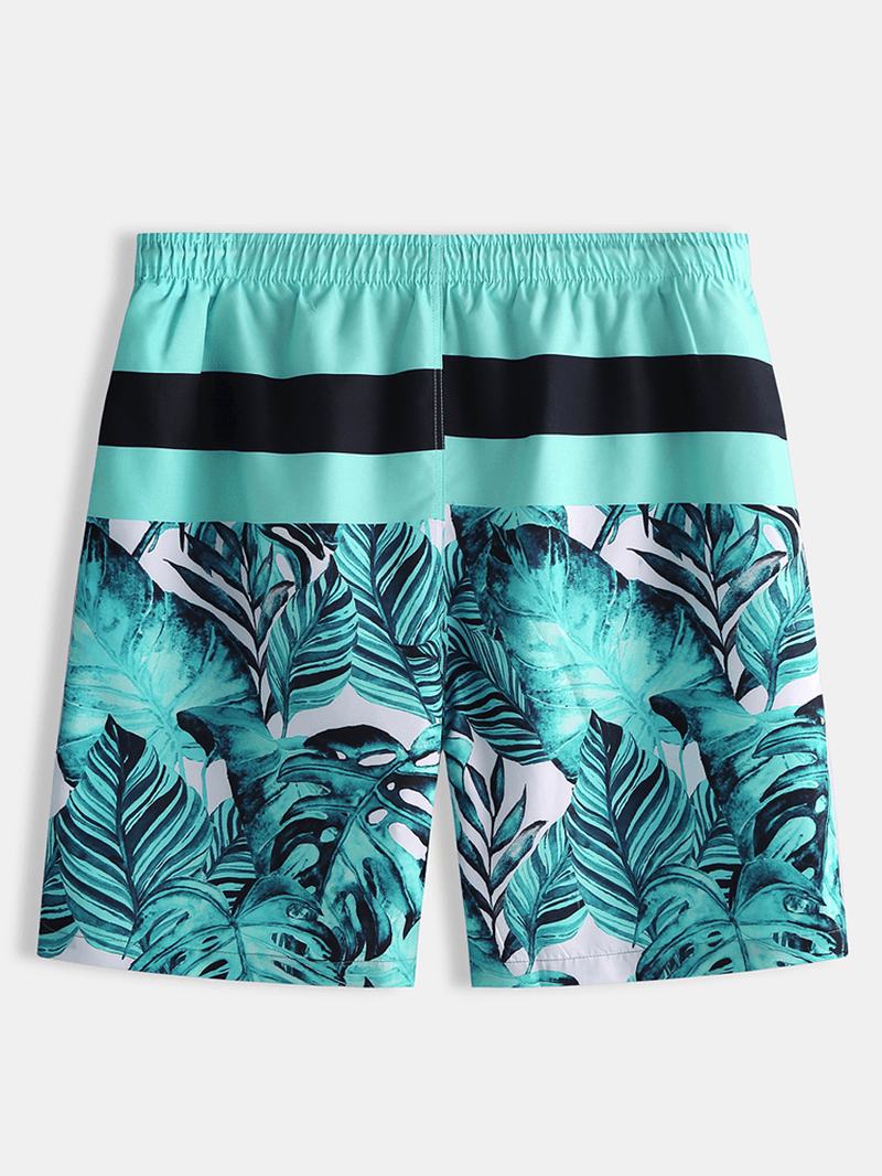 Mens Beach Striped Printing Casual Five Point Shorts Pants - MRSLM