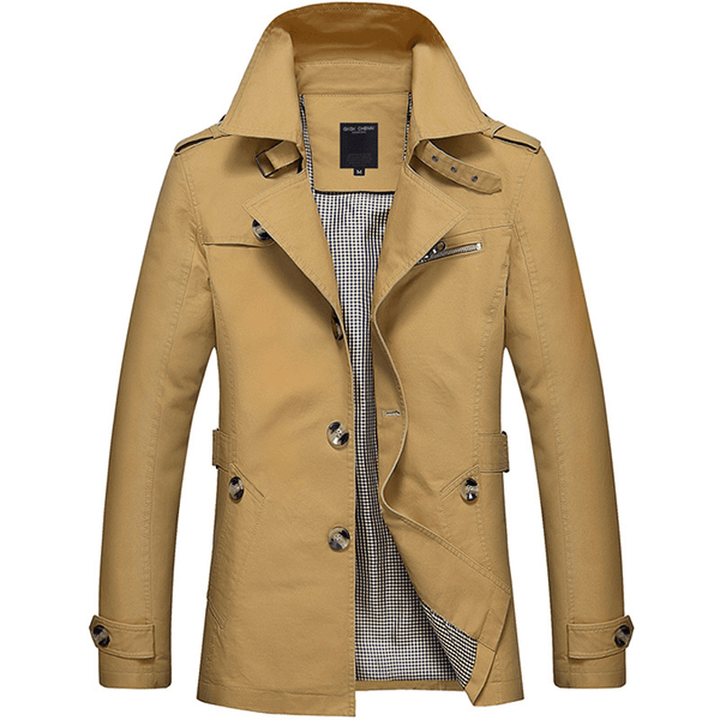 Mens Casual Single-Breasted Trench Coat - MRSLM