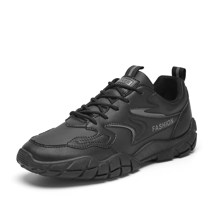 Men Breathable Soft Sole Slip Resistant Brief Solid Lace up Casual Sports Shoes - MRSLM