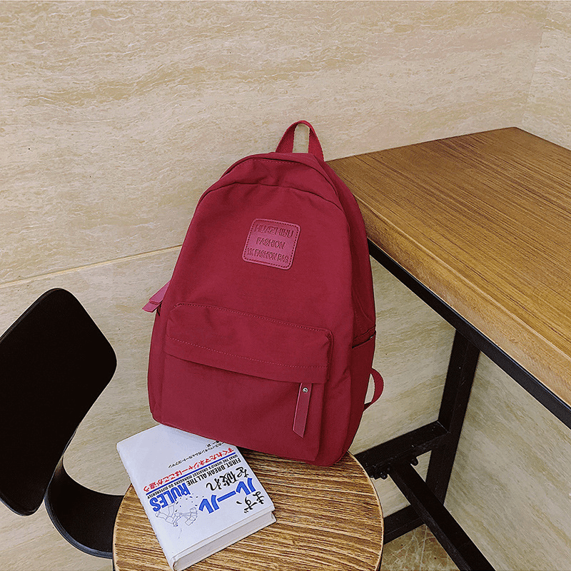 Women Girl Fasihon Nylon Solid Color Backpack - MRSLM
