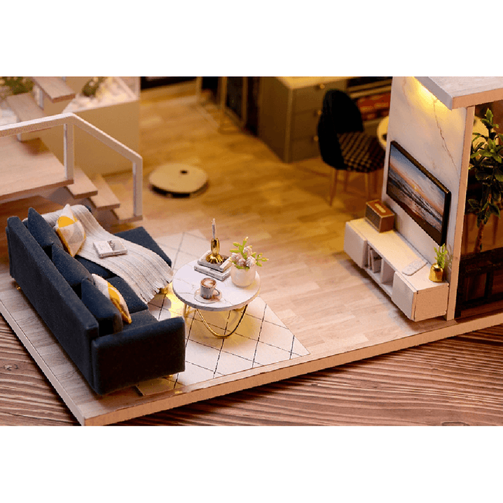 CUTEROOM L-032-B Cozy Time Space Sense Innovative Design Double-Layer LOFT Assembled Doll House with Furniture - MRSLM