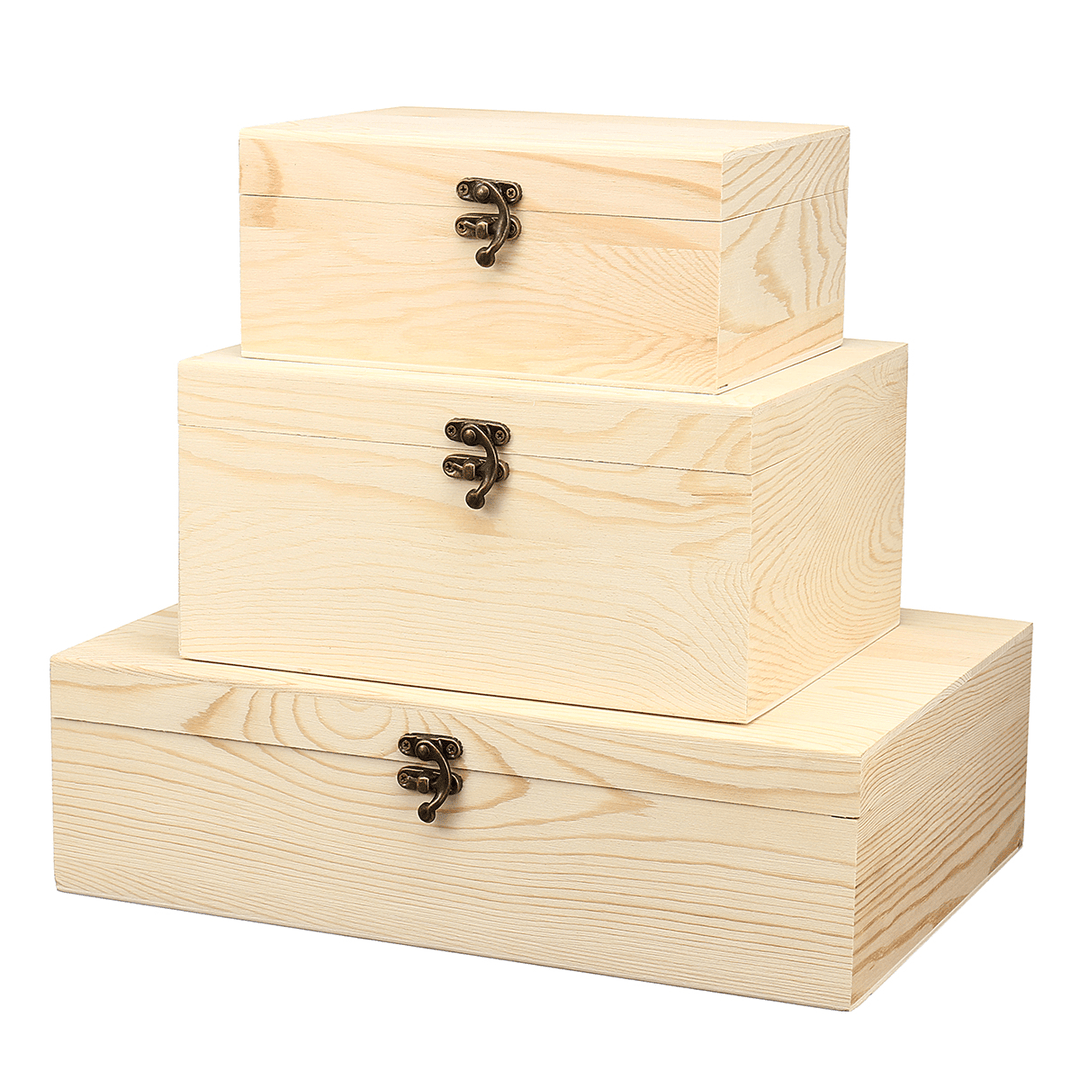 Wooden Vintage Treasure Chest Wood Jewelry Storage Box Case Organiser Ring - MRSLM