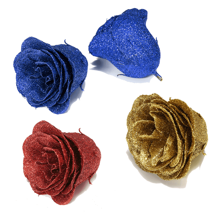 30PCS Artificial Rose Flower Crystal Gold Powder Valentine'S Day Party Gift Decorations - MRSLM