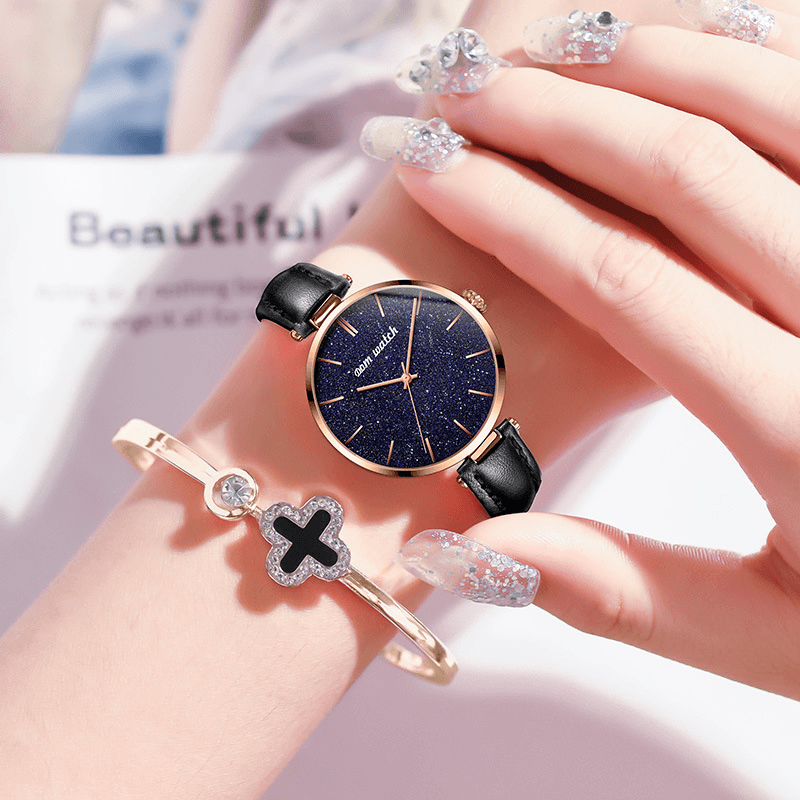 DOM G-1291 Fashion Women Watch Waterproof Starry Sky Dial Light Luxury Quartz Watch - MRSLM