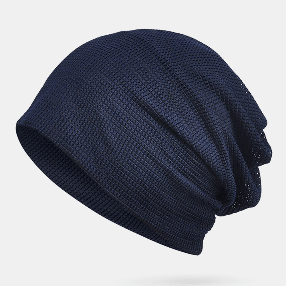 Thin Beanie Hat Solid Color Mesh Breathable Hairband Scarf Multifunctional - MRSLM