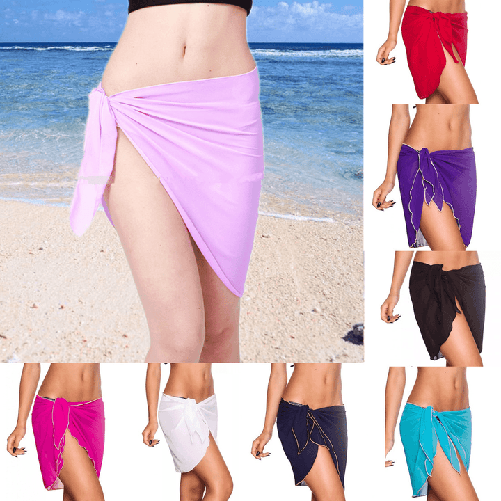 KC-X1 Coqueta Woman Swimwear Chiffon Cover up Beach Towel Sarong Pareo Canga Swimsuit Wrap - MRSLM
