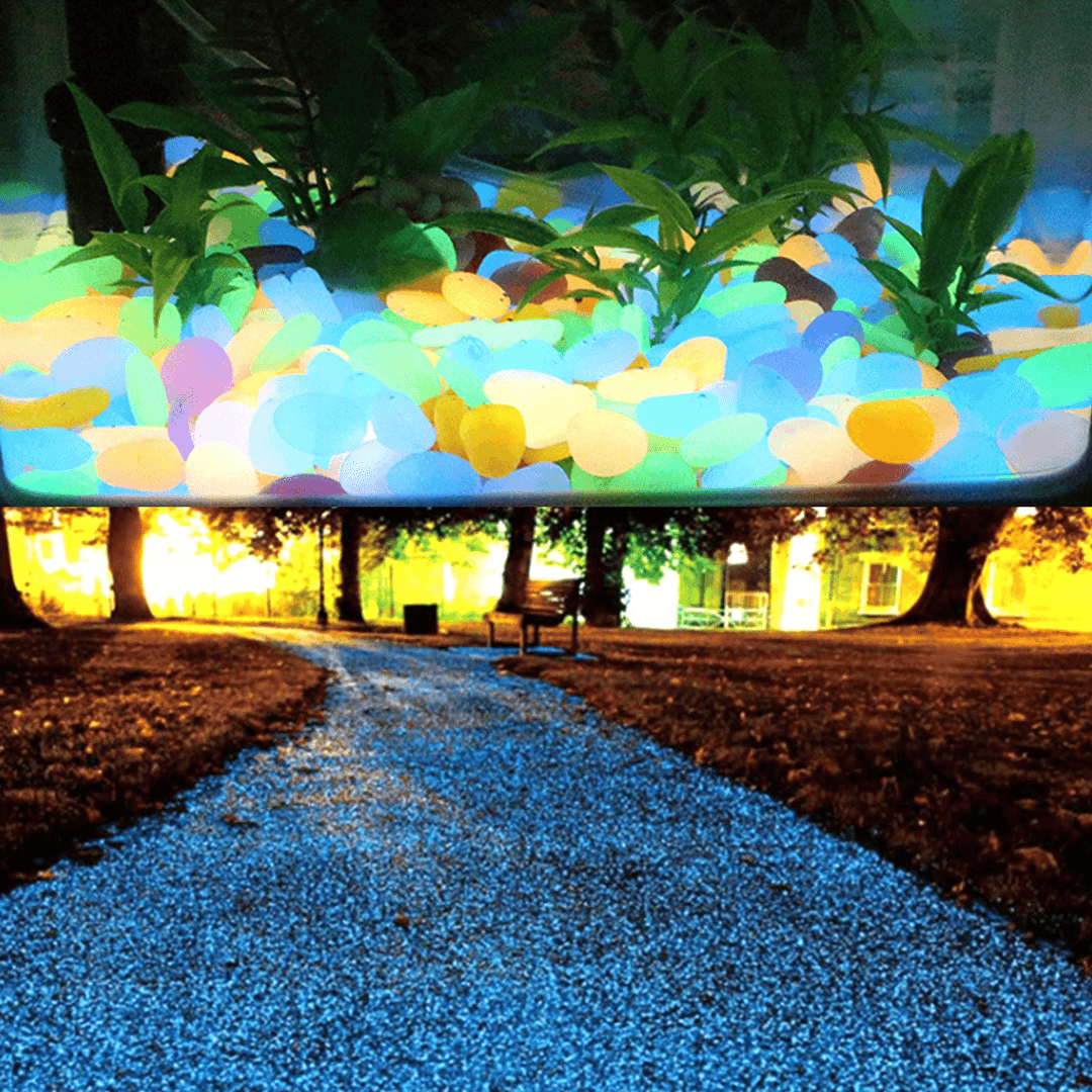 100Pcs Luminous Stones Pebble Gardening Aquarium Landscaping Pebble Villa Decorations - MRSLM