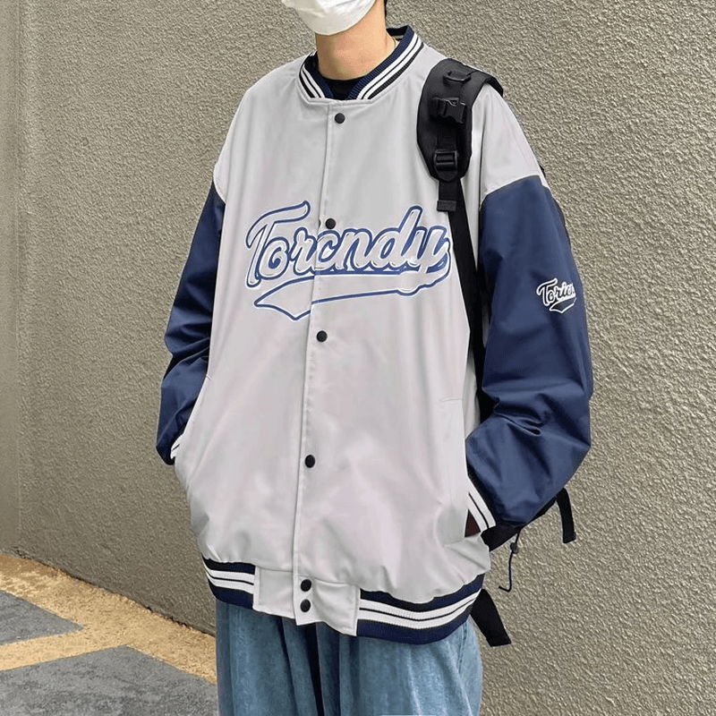 Spring Men'S Baseball Collar Jacket Korean Version of Loose Letters Embroidery Tide Brand - MRSLM