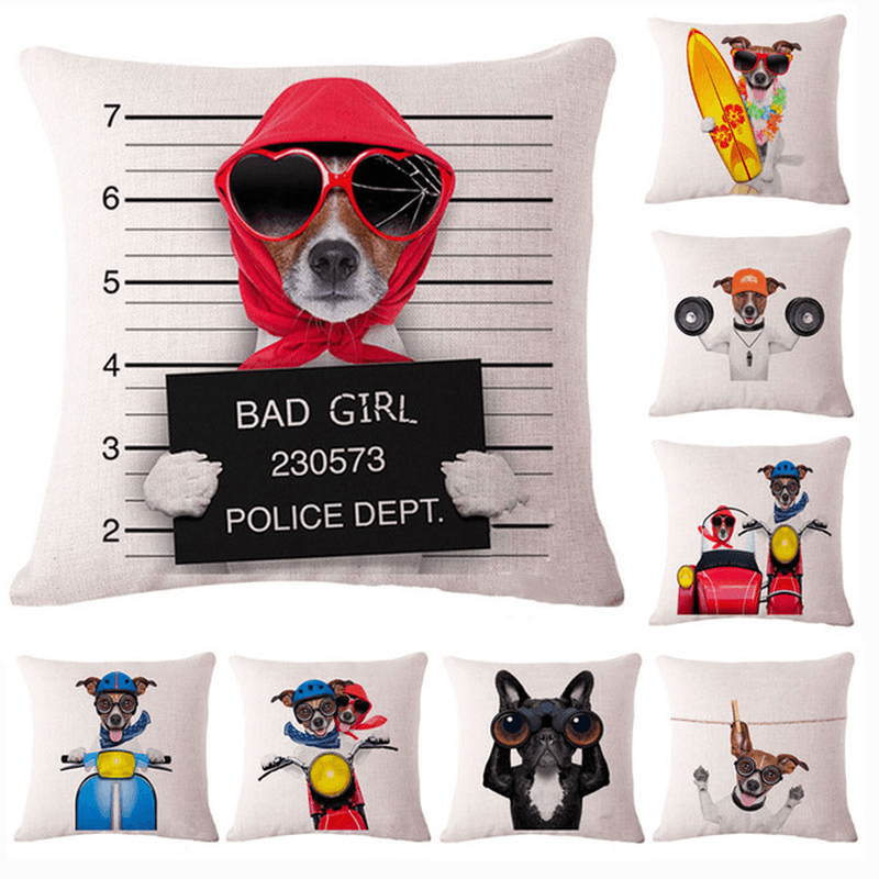 Honana 45X45Cm Home Decoration Creative Cute Cartoon Dogs 8 Optional Patterns Cotton Linen Pillowcases Sofa Cushion Cover - MRSLM