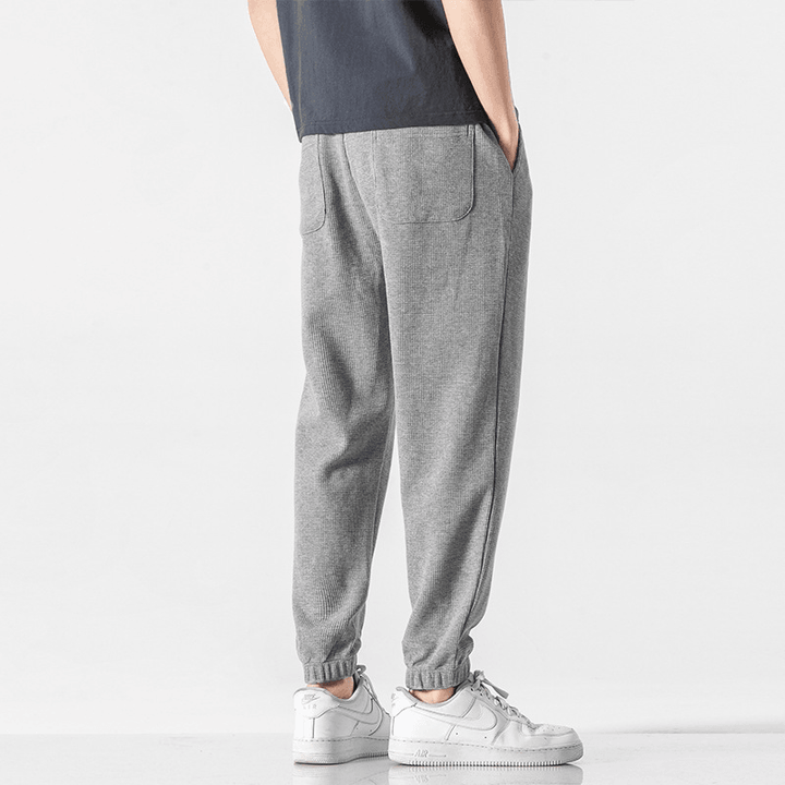 Sports Gray Waffle Pants Men'S Ins Loose-Fitting Thin Casual Trousers - MRSLM