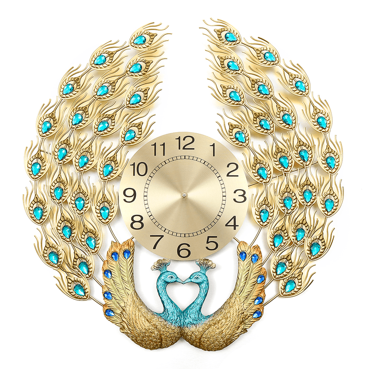 3D Crystal Luxury Peacock Clock Creative Modern Art Decorative Clock Mute Wall Quartz Clock - MRSLM
