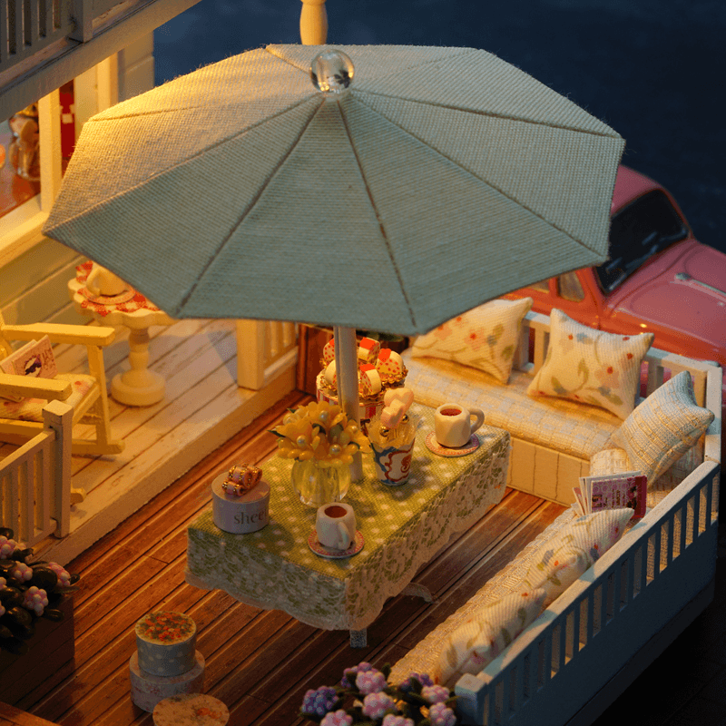 Cuteroom A-035-A Queens Town DIY Dollhouse Miniature Model with Light Music Collection Gift - MRSLM