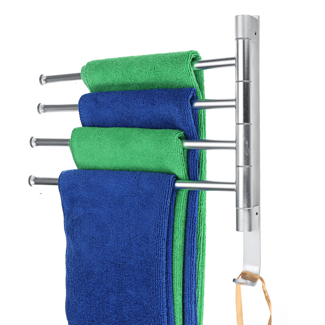 Aluminum Wall Mount Towel Rail Rack Rotatable Holders 2/3/4/5 Storage Hanger - MRSLM