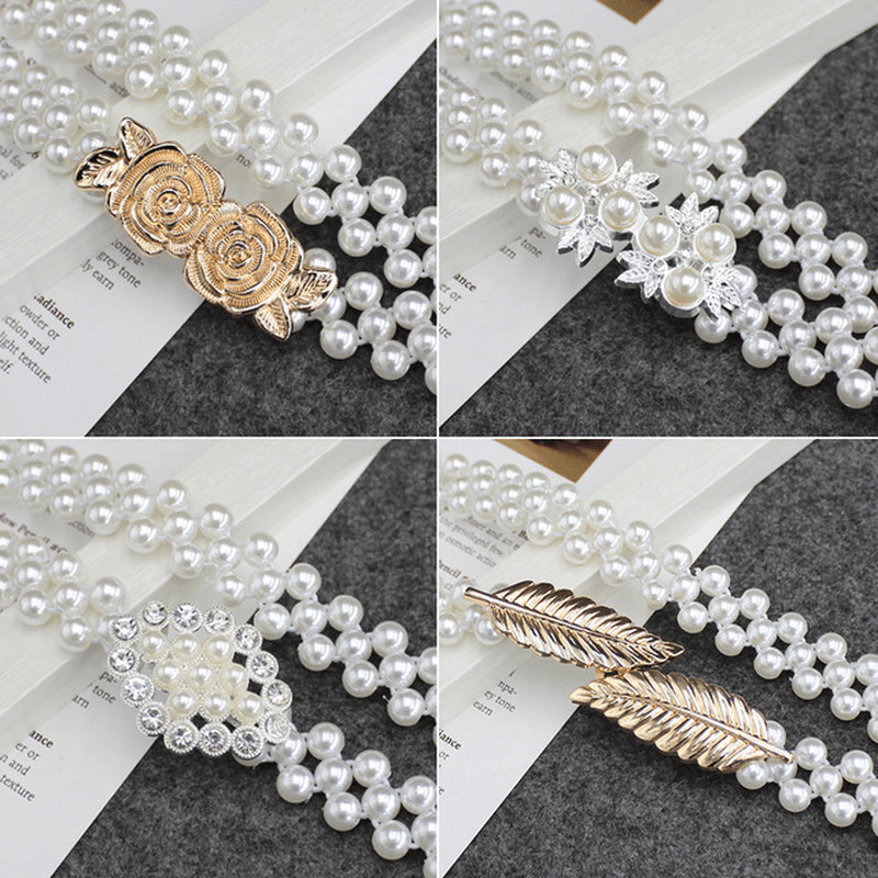 Women'S Rhinestone Pearl Waist Chain Fashion Dress Decoration - MRSLM