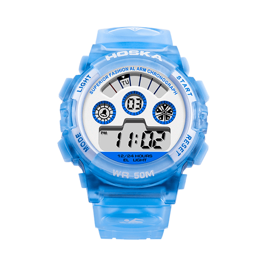HOSKAS H001S Fresh Pink Blue Color Waterproof Fashion Style Kids Watch Couple Digital Watch - MRSLM