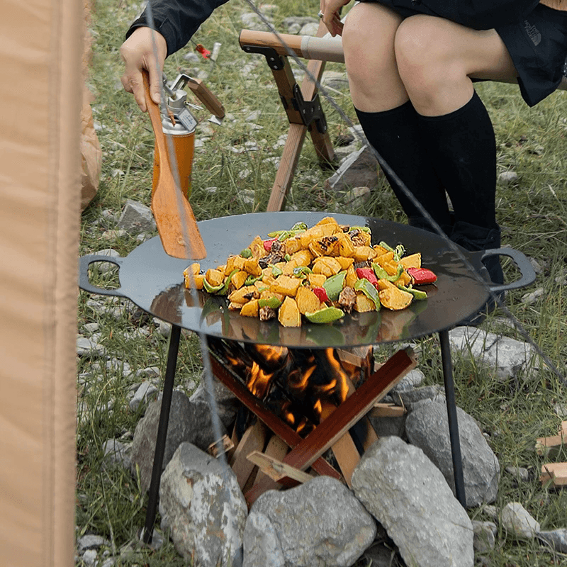 Naturehike Outdoor 5.3KG Large Baking Pan Camping Barbecue Picnic Cast Iron Cookware Frying Baking Uniform Heating Barbecue Tool - MRSLM