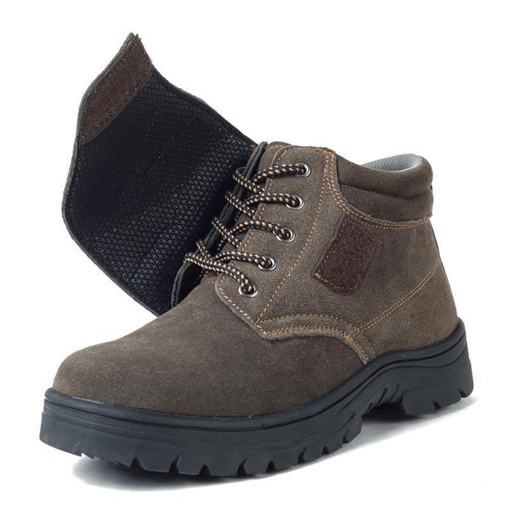 Men Cowhide Suede Non Slip Soft Sole Toe Protected Casual Safety Working Boots - MRSLM