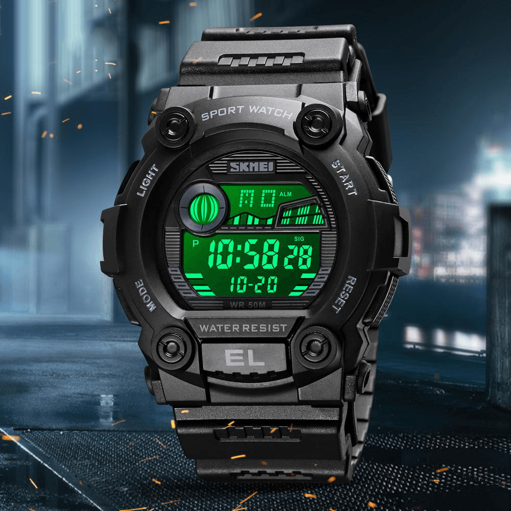 SKMEI 1633 Chronograph Sport Men Wristwatch Luminous Display Waterproof LED Digital Watch - MRSLM