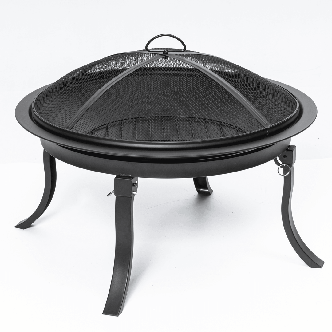 Kingso 24Inch Portable Fire Pits with 4 Foldable Legs Wood Burning Firepit Steel BBQ Grill Fire Bowl for Outdoor Camping Patio Backyard Garden - MRSLM