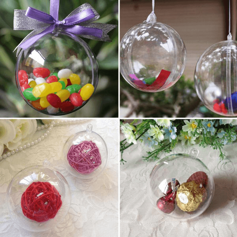 5Pcs Christmas Tree Decoration Clear Hanging Ball Gift Candy Hanging Decration Ball - MRSLM