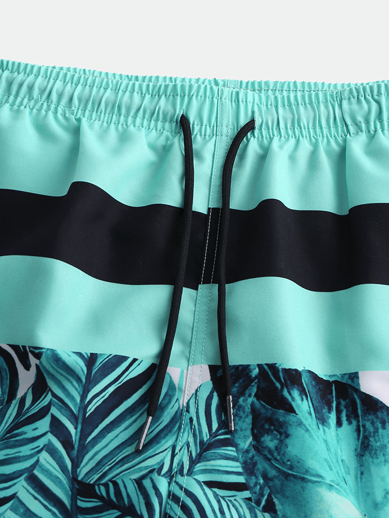 Mens Beach Striped Printing Casual Five Point Shorts Pants - MRSLM