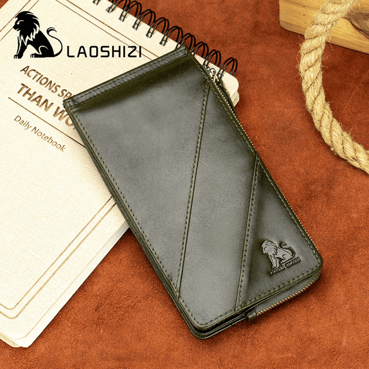 Men RFID Wallet Genuine Leather Long Card Holder - MRSLM