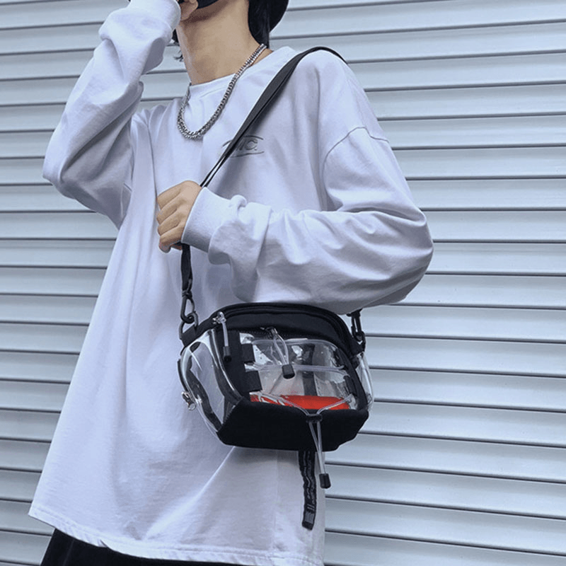 Unisex Casual Youth Outdoor Small Student Bag Phone Bag Clear Bag Transparent Bag - MRSLM