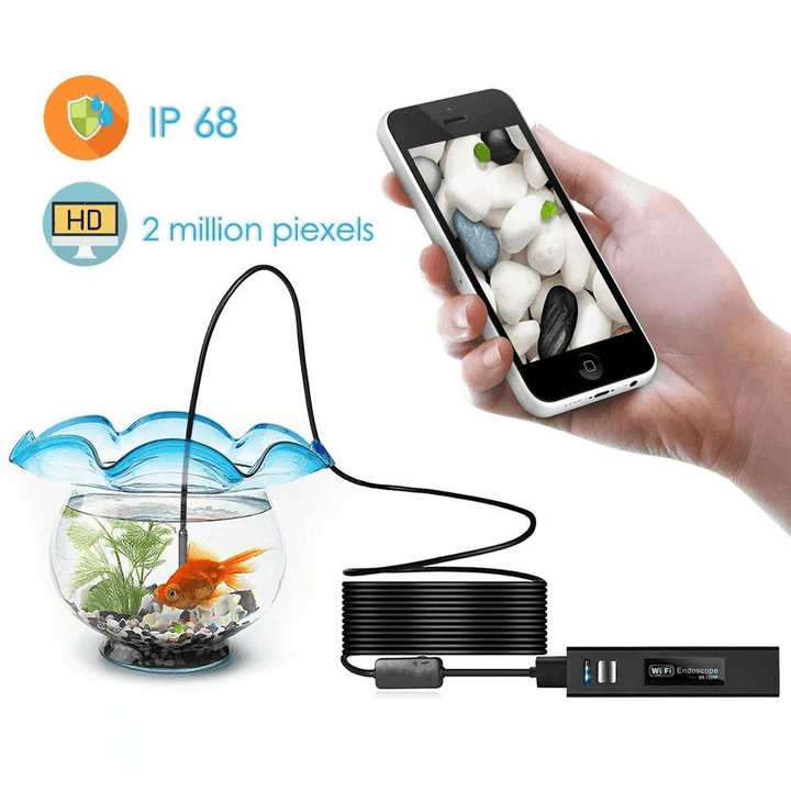 Wireless Endoscope Camera Wifi 1200P HD Borescope Inspection Camera IP68 Waterproof Snake Camera for Iphone Android for Inspecting Motor Engine Sewer Pipe Vehicle - MRSLM