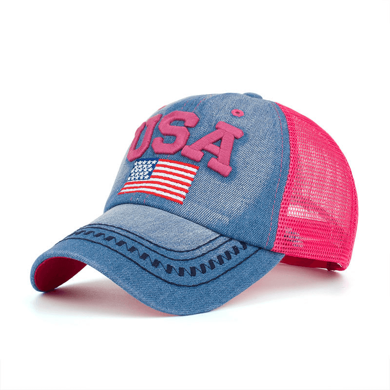 Unisex Vintage Patriotic Baseball Cap Stylish Distressed American Flag Hat - MRSLM