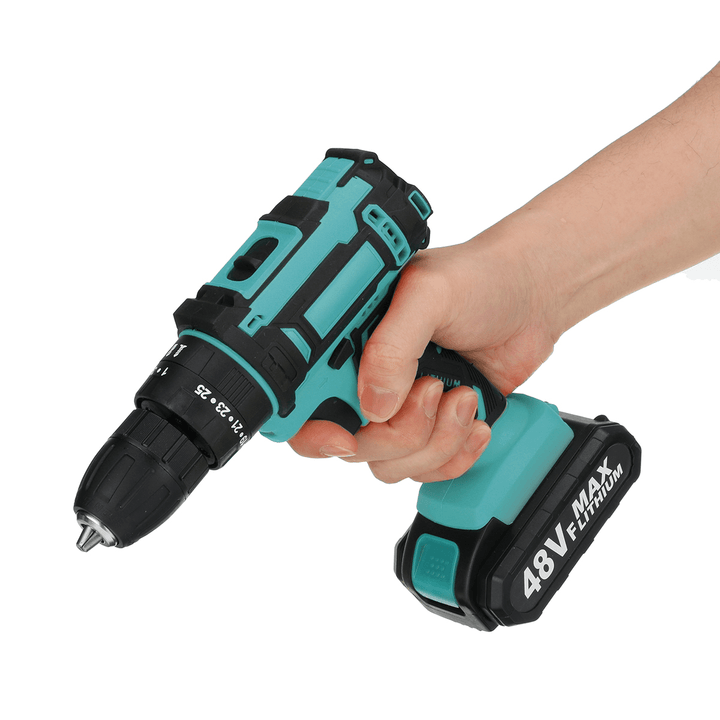 48V 10Mm Rechargeable Impact Driver Electric Drill Power Tool 25+3 Gears W/ 1/2 Battery - MRSLM