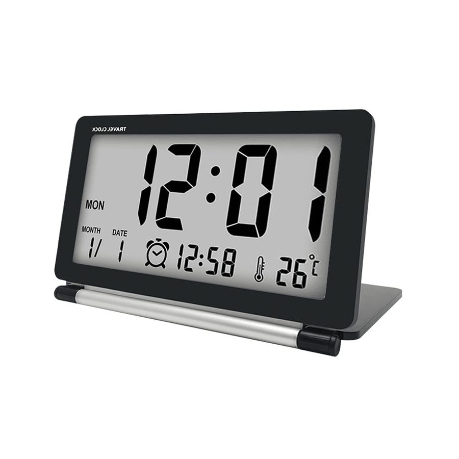DC-11 Electronic Travel Alarm Clock Folding Desk Clock with Temperature Date Time Calendar - MRSLM