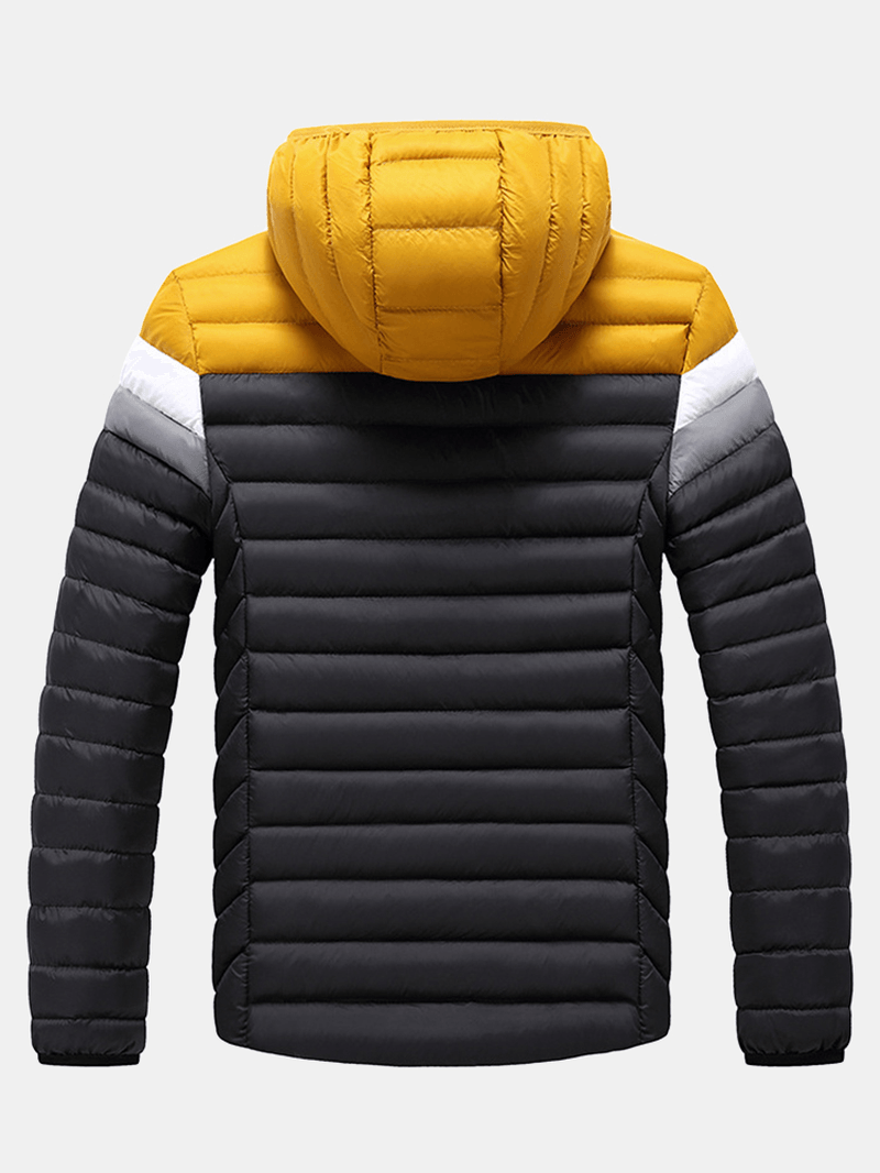 Mens Warm Patchwork Thicken Long Sleeve Hooded Coats with Pocket - MRSLM