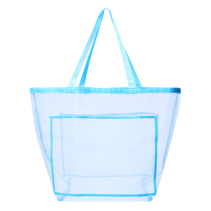 Mesh Beach Bag Toy Tote Bag Market Grocery & Picnic Tote with Oversized Pockets Bag - MRSLM