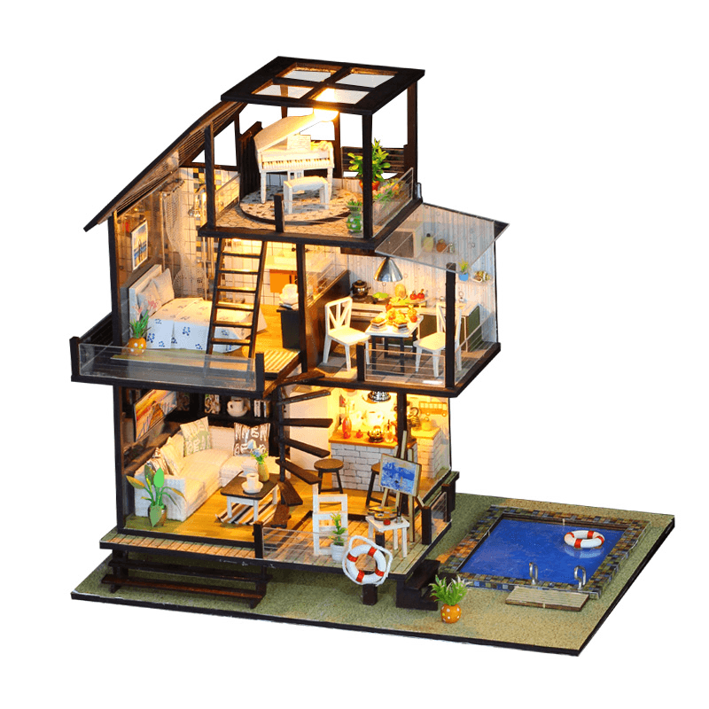 Iie Create K048 Seattle Holiday DIY Assembled Cabin Creative with Furniture Indoor Toys - MRSLM